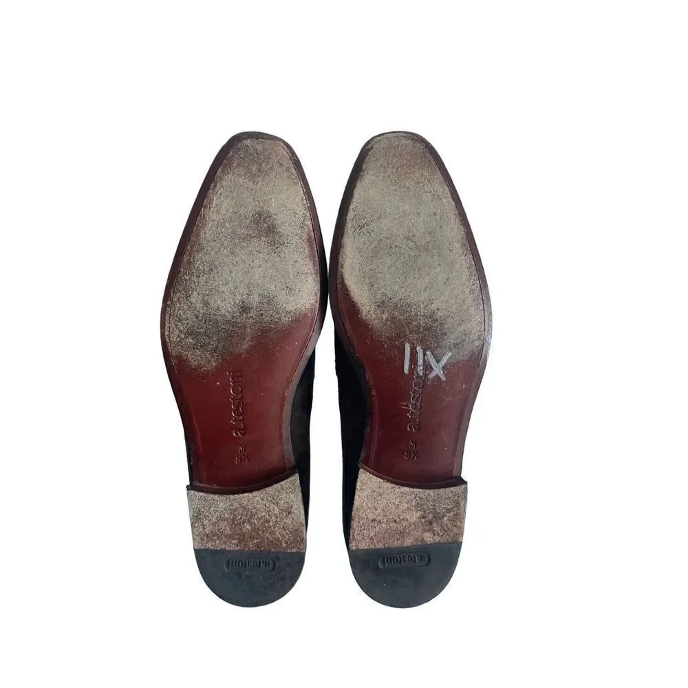A.Testoni Mens Dark Brown Suede Leather Slip-On Casual Loafer Shoes Size 8.5M